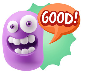 3d Illustration Laughing Character Emoji Expression saying Good