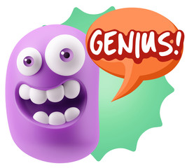 3d Illustration Laughing Character Emoji Expression saying Geniu