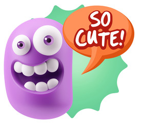 3d Illustration Laughing Character Emoji Expression saying So Cu