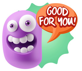 3d Rendering Smile Character Emoticon Expression saying Good For