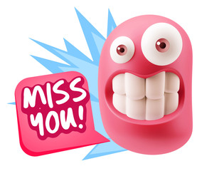 Obraz premium 3d Illustration Laughing Character Emoji Expression saying Miss