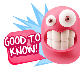 3d Illustration Laughing Character Emoji Expression saying Good