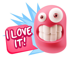 Obraz premium 3d Rendering Smile Character Emoticon Expression saying I Love I