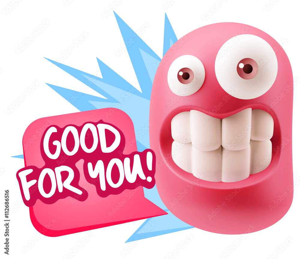 Fototapete 3d Rendering Smile Character Emoticon Expression saying Good For