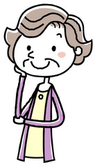 イラスト素材：老人　笑顔　女性
