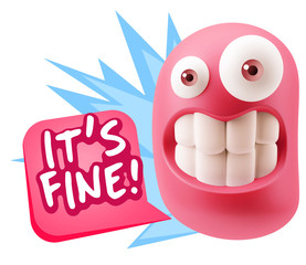 3d Illustration Laughing Character Emoji Expression saying It's