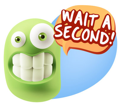 3d Illustration Laughing Character Emoji Expression saying Wait