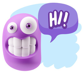 3d Illustration Laughing Character Emoji Expression saying Hi wi