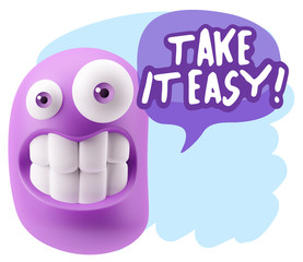 3d Illustration Laughing Character Emoji Expression saying Take