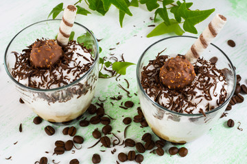Chocolate cocktail with cream and cocoa