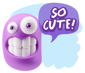 3d Illustration Laughing Character Emoji Expression saying So Cu