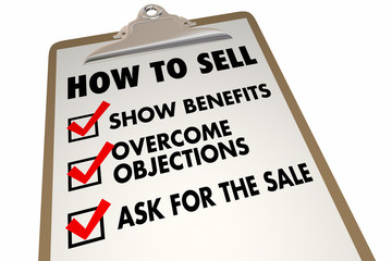 How to Sell Instructions Advice Checklist 3d Illustration - obrazy, fototapety, plakaty
