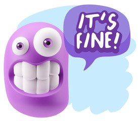 3d Illustration Laughing Character Emoji Expression saying It's