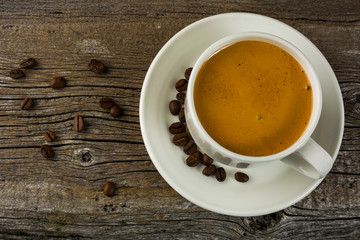 White coffee mug top view