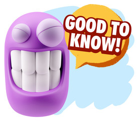 3d Illustration Laughing Character Emoji Expression saying Good