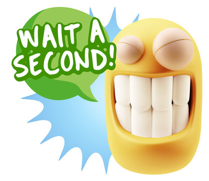 3d Illustration Laughing Character Emoji Expression saying Wait