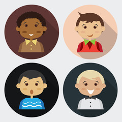 Cartoon boy four people.