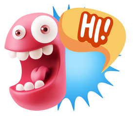 3d Illustration Laughing Character Emoji Expression saying Hi wi