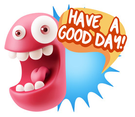 3d Rendering Smile Character Emoticon Expression saying Have A G