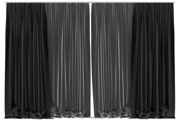 Curtains isolated on white background. - obrazy, fototapety, plakaty