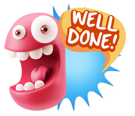 Obraz premium 3d Rendering Smile Character Emoticon Expression saying Well Don