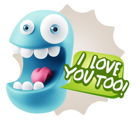 Fototapeta premium 3d Illustration Laughing Character Emoji Expression saying I Lov