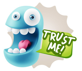 3d Illustration Laughing Character Emoji Expression saying Trust