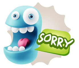 3d Illustration Laughing Character Emoji Expression saying Sorry