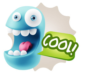 3d Illustration Laughing Character Emoji Expression saying Cool