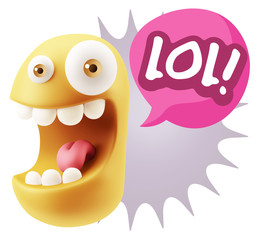 3d Illustration Laughing Character Emoji Expression saying Lol w