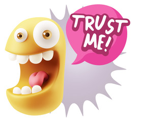 3d Illustration Laughing Character Emoji Expression saying Trust