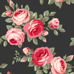 Modèle sans couture avec des roses roses