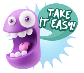 3d Illustration Laughing Character Emoji Expression saying Take