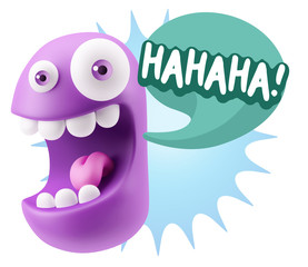 3d Illustration Laughing Character Emoji Expression saying Hahah