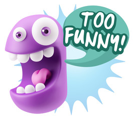 3d Rendering Smile Character Emoticon Expression saying Very Fun