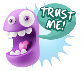 3d Illustration Laughing Character Emoji Expression saying Trust