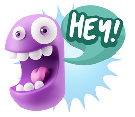 3d Illustration Laughing Character Emoji Expression saying Hey w
