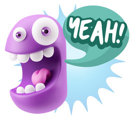 3d Illustration Laughing Character Emoji Expression saying Yeah