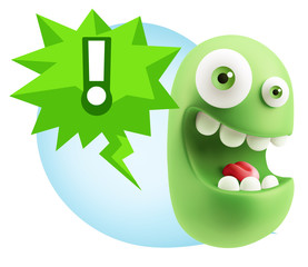 3d Rendering Smile Character Emoticon Expression saying ! with C