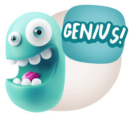 3d Illustration Laughing Character Emoji Expression saying Geniu
