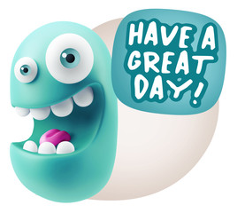 3d Rendering Smile Character Emoticon Expression saying Have A G