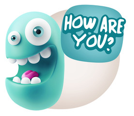 Obraz premium 3d Rendering Smile Character Emoticon Expression saying How Are