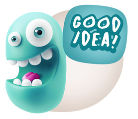 3d Rendering Smile Character Emoticon Expression saying Good Ide