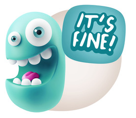 3d Illustration Laughing Character Emoji Expression saying It's