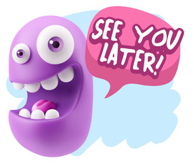 3d Illustration Laughing Character Emoji Expression saying See Y