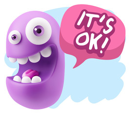 3d Illustration Laughing Character Emoji Expression saying It's