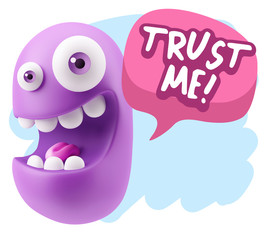3d Illustration Laughing Character Emoji Expression saying Trust
