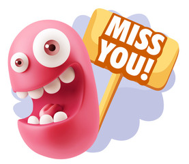 3d Illustration Laughing Character Emoji Expression saying Miss