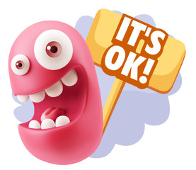 3d Illustration Laughing Character Emoji Expression saying It's