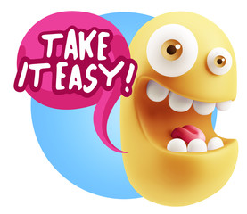 3d Illustration Laughing Character Emoji Expression saying Take